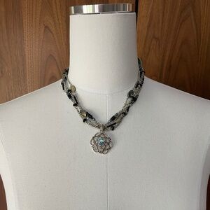 Carolee Silver-Black-Abalone shell Necklace 16" long
